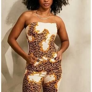 MIAOU X Urban Outfitters Perrie Corset Top Leopard Womens XS